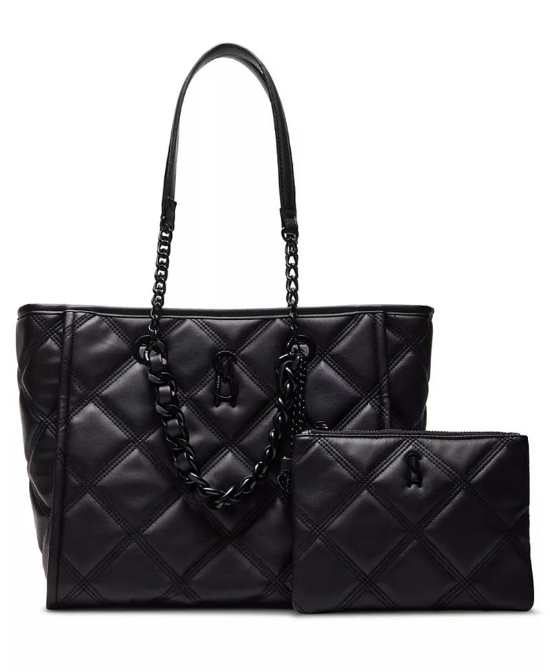 Katt Faux Leather Quilted Tote with Pouch